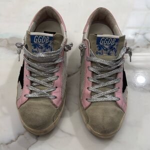 Golden Goose mesh fabric and silver laces sz 39
